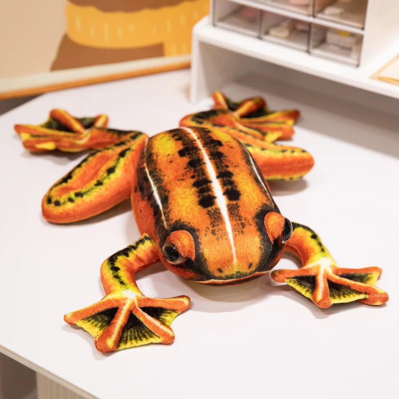 (laranja, 38cm) Lindo E Realista Sapo De Pelúcia Verde E Amarelo, Bichinho De Pelúcia Super Macio.