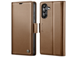 Capa Para Samsung Galaxy A05s Borboleta Fivela Litchi Textura De Telefone De Couro Rfid Antirroubo Marrom