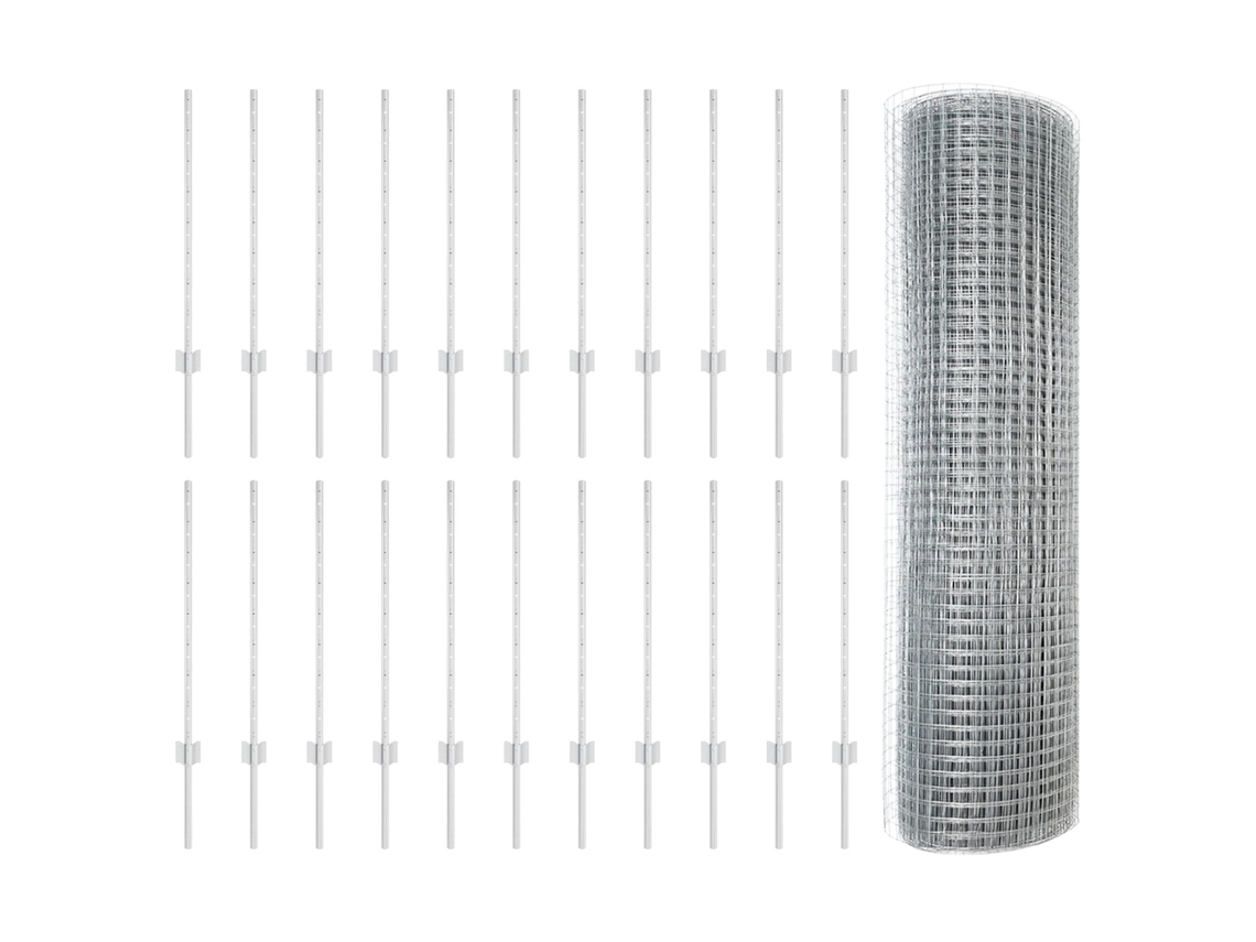Conjunto 1 Cerca Externa Vidaxl Prateado Aço (50 X 0,8 M)