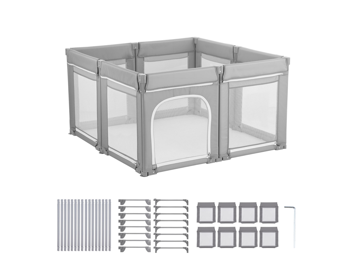Playground Succebuy Dobrável Com Barreira Anti Engatinhar Cinza 2070 X 1850 X 695 Mm