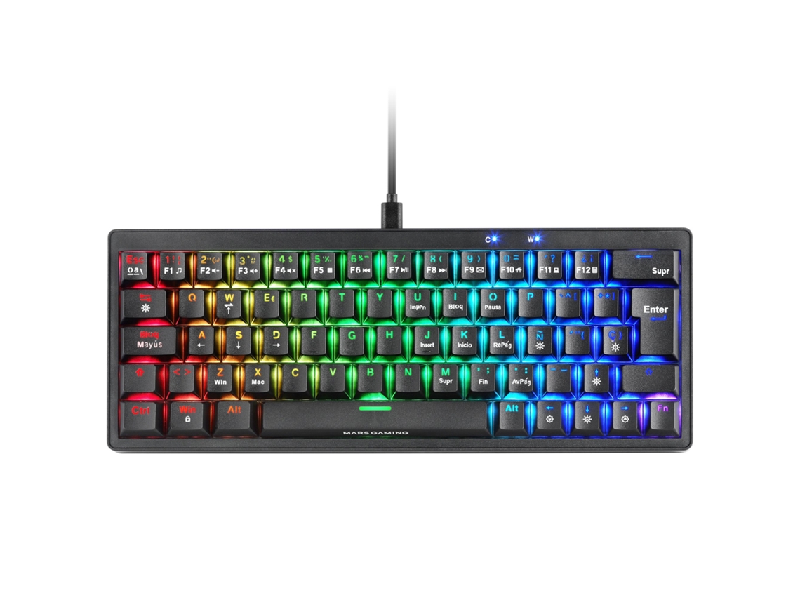 Teclado mecânico 60% Rgb Mkminipro Hot-Swap Switch Azul Espanhol Marrom MARS GAMING