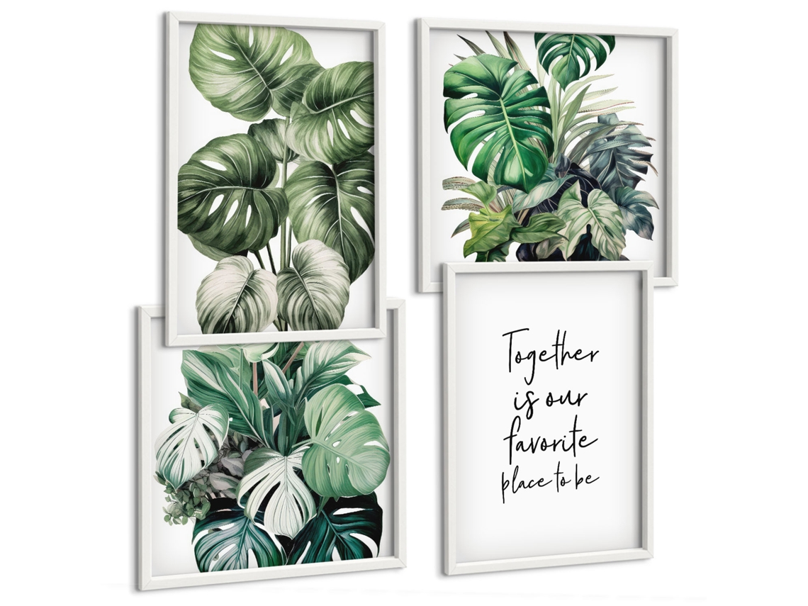 Composição De Quadros Inspirações Vegetais Modernas Espelharte (4 Peças)