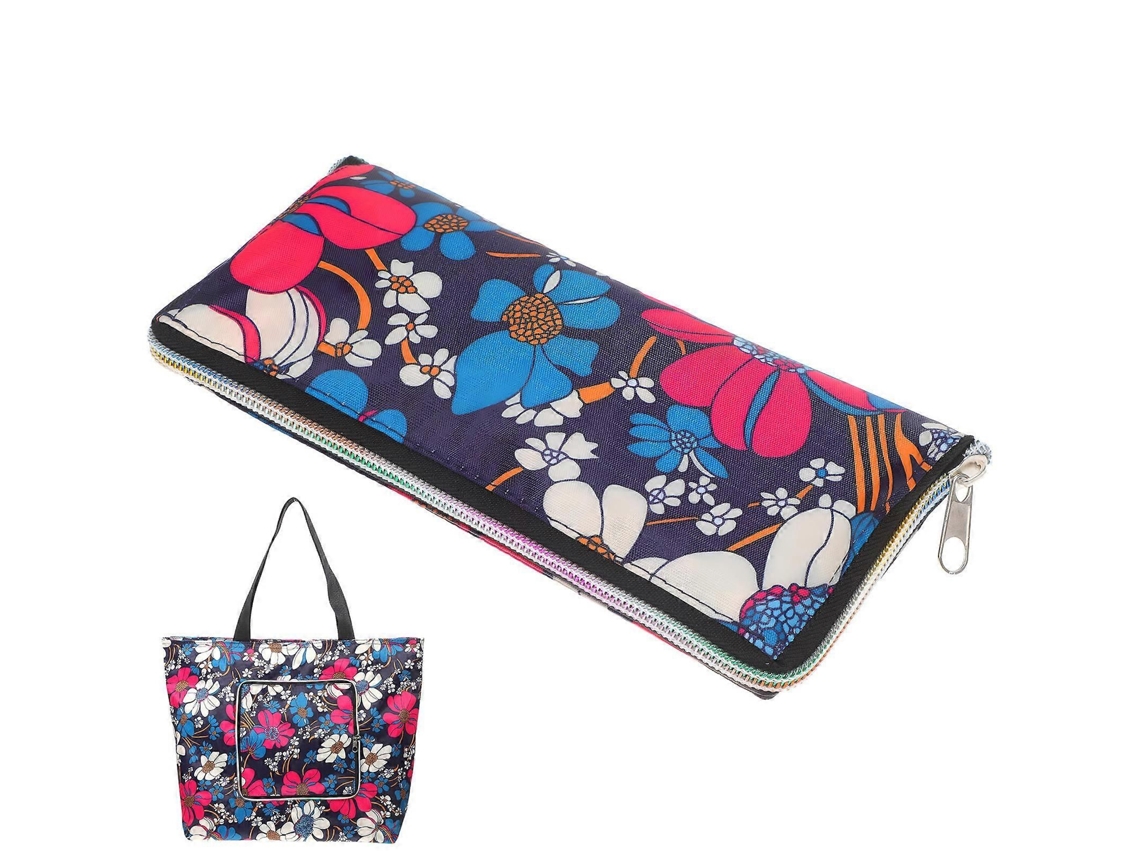 Sacola de Compras Dobrável em Tecido Oxford com Zíper Bolsa de Armazenamento Portátil para Uso Diário e Ao Ar Livre com Estampa Fofa. GOKOCO