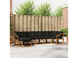 Vidaxl Conjunto De Sofás Para Exterior 7 Pcs Natural E Preto