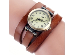 Relógio Pulseira Feminino Estilo Punk Multicamada Liga Quartzo Café Claro