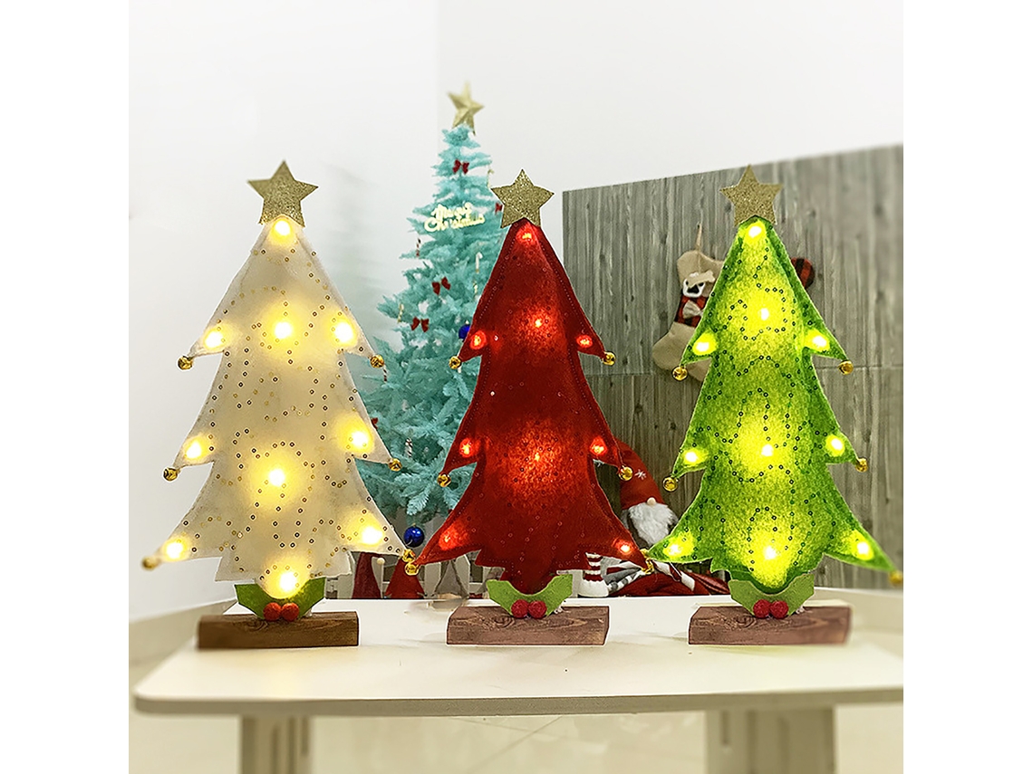 Mini Árvore De Natal (para Colocar Na Mesa, Com Luzes Led) Eoocoo