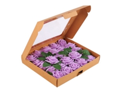 Caixa de Flores com Rosa Artificial Roxa LAXISCREED