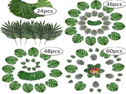 Folhas Tropicais Artificiais - 24364860 Peças, 60 Peças - Verde, Seda, 3,0 Mm - Para Interiores E Festas | Lurélia