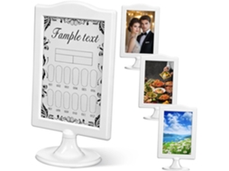 Conjunto 4 Porta Retratos Plástico Branco Dupla Escritório Estilo Simples Proteção Exibição Decoração GOKOCO