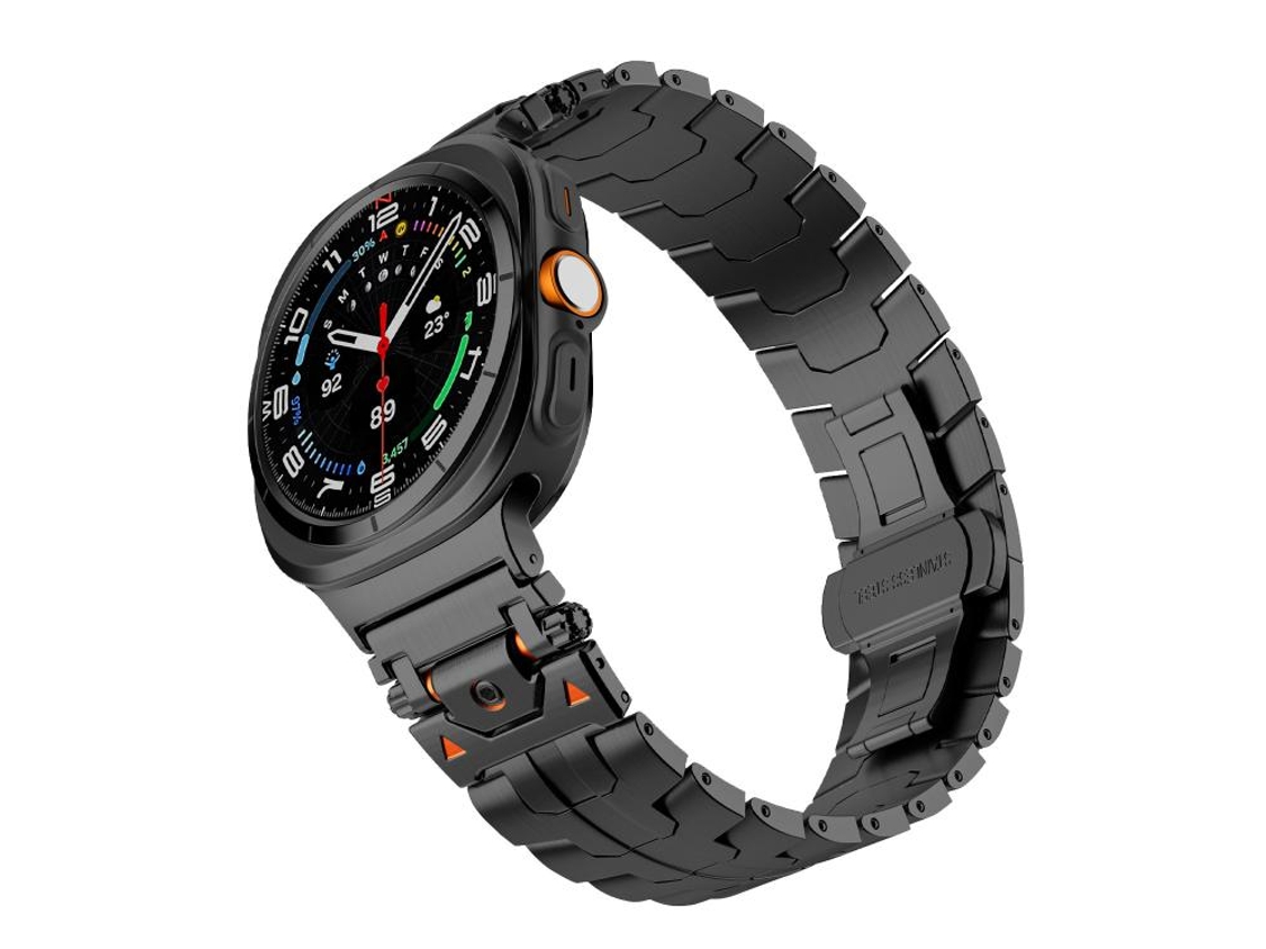 Bracelete para Samsung Galaxy Watch Ultra 2025 XIAOMOYU em Aço Inoxidável com Fecho Borboleta Preta