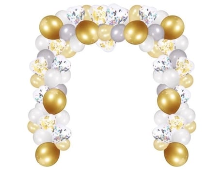 Kit guirlanda de balões decorativos de plástico e látex amarelo Partykindom 5m e 10m