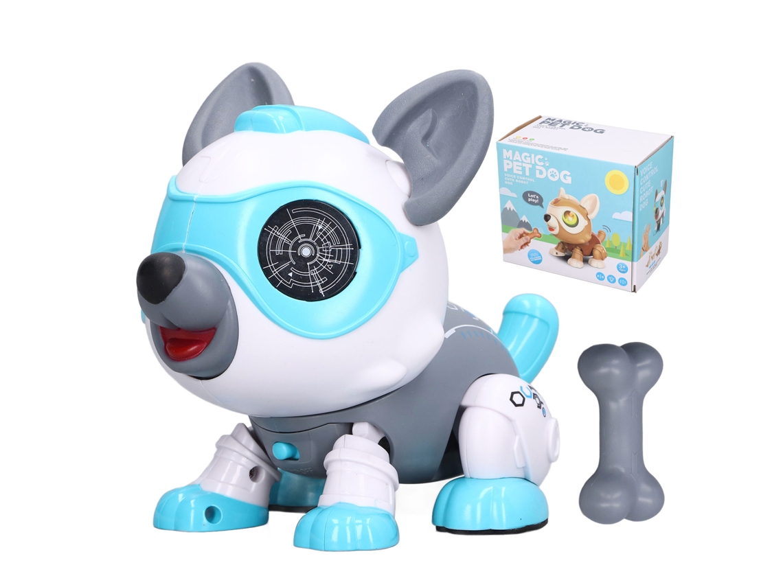 Cão Robô Controle Remoto Sensor Toque Comando De Voz Brinquedo Para Crianças Azul