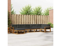 Vidaxl Conjunto De Sofás Para Exterior 7 Pcs Natural E Antracite