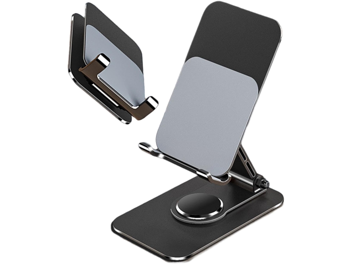 Suporte De Mesa Dobrável Em Alumínio Com Rotação 360° Para Celular, Ideal Para Dispositivos Eletrônicos Portáteis