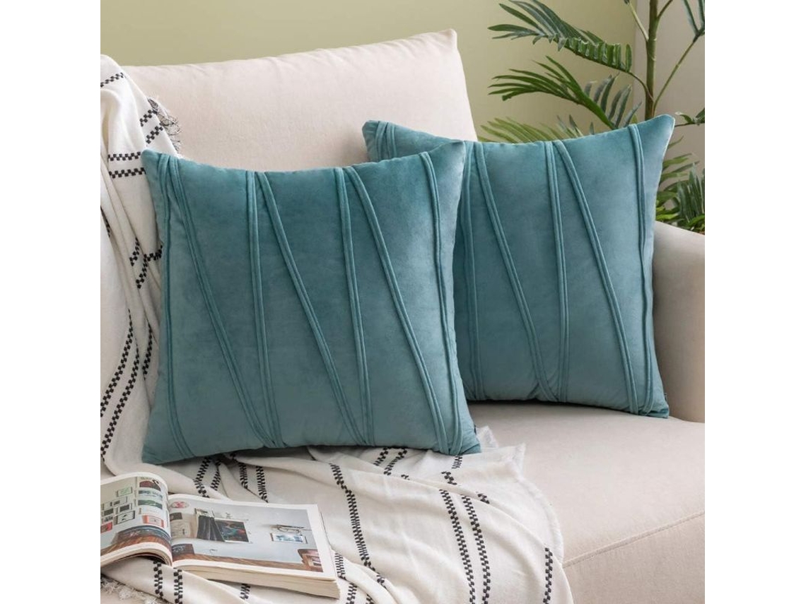 2026-fundas De Almohada De Terciopelo Rayado Decorativas Verdes Claro 2 Piezas 45x45cm Para Sofa Cama