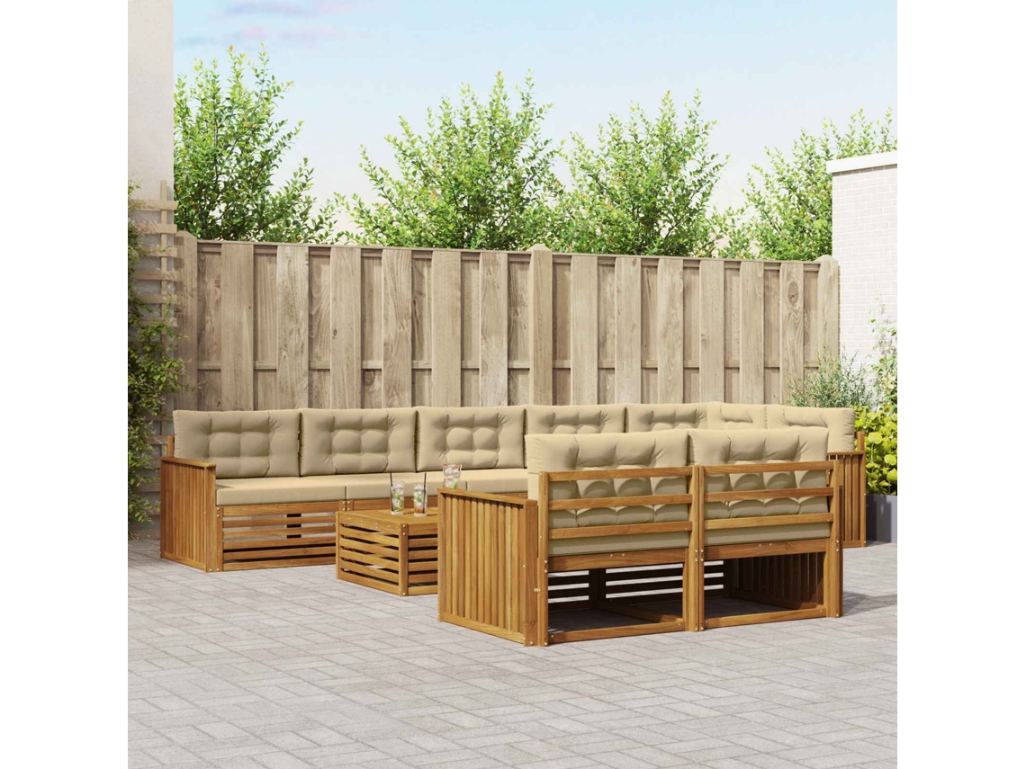 Vidaxl Conjunto De Sofás Para Exterior 9 Pcs Natural E Bege