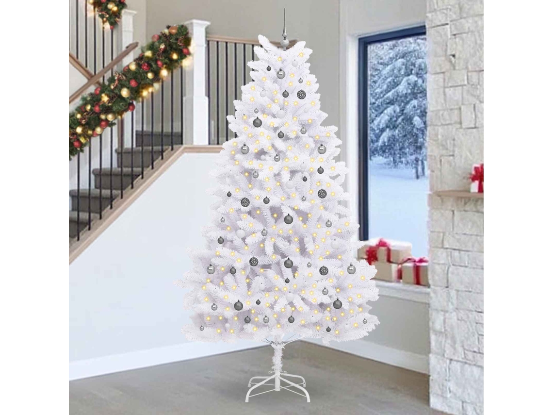 Vidaxl Árvore De Natal Artificial 270 Cm Pvc E Aço Branco