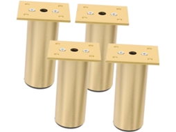 Conjunto De 4 Pés Móveis Ajustáveis Em Liga Alumínio Dourado, Redondos, Para Armários, Escrivaninhas E Sofás