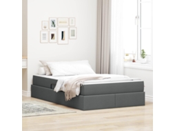 Vidaxl Cama Com Arrumação E Colchão Cinza Escuro 120 X 190 Cm