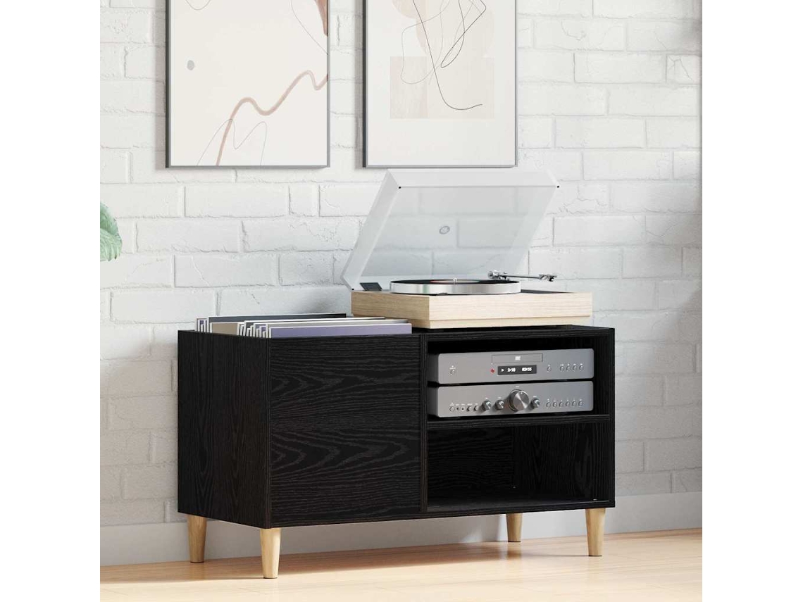 Vidaxl Armário Para Discos De Vinil 84,5 X 38 X 48 Cm Carvalho Preto