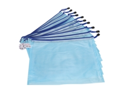 10pcs Bolsa de Malla Con Cremallera A4 Carpeta de Archivo Pvc Transparente Organizador de Documentos Azul Claro