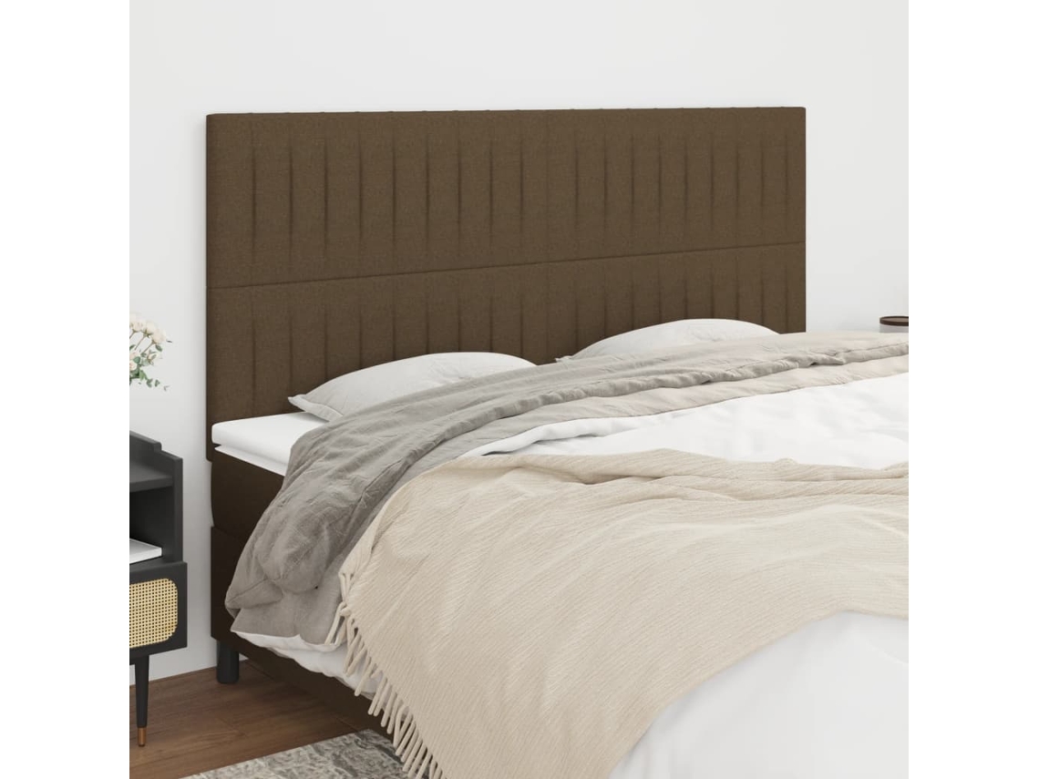 Cabeceira De Cama 4 Pcs Tecido 100x5x78/88 Cm Castanho Escuro Lovely Home