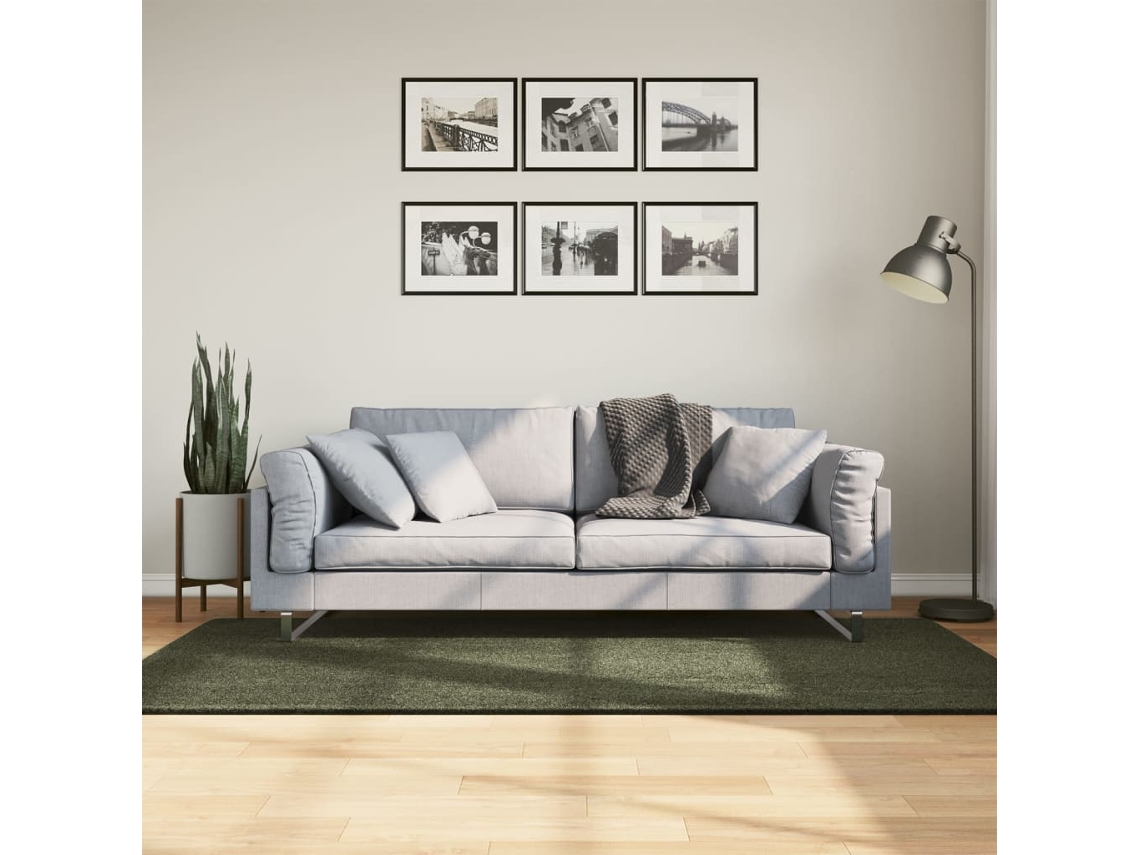Vidaxl Tapete Pelo Curto Macio Lavável Huarte 100x200cm Verde-floresta