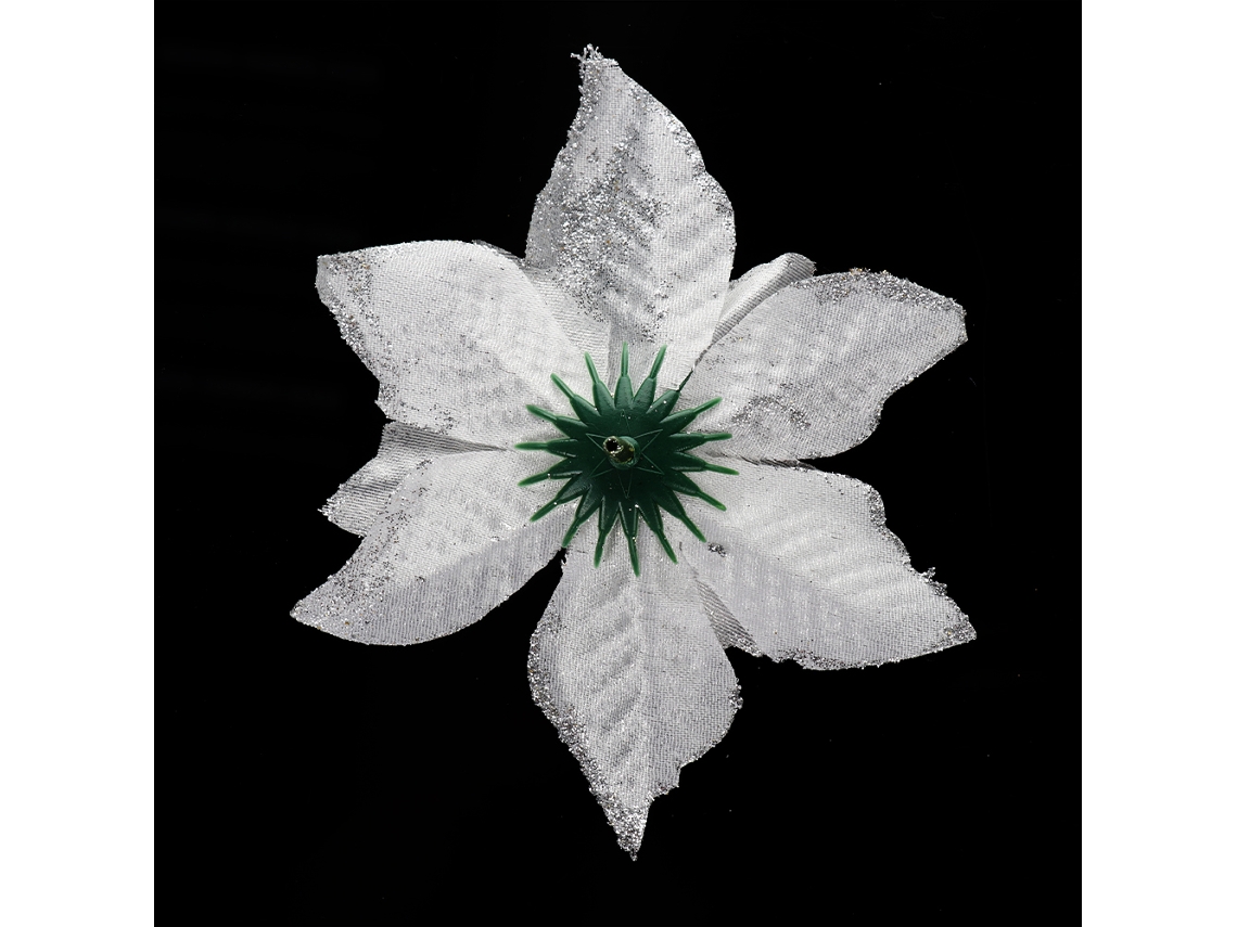 Flor Artificial Natal 13cm Tela Com Borda Dourada