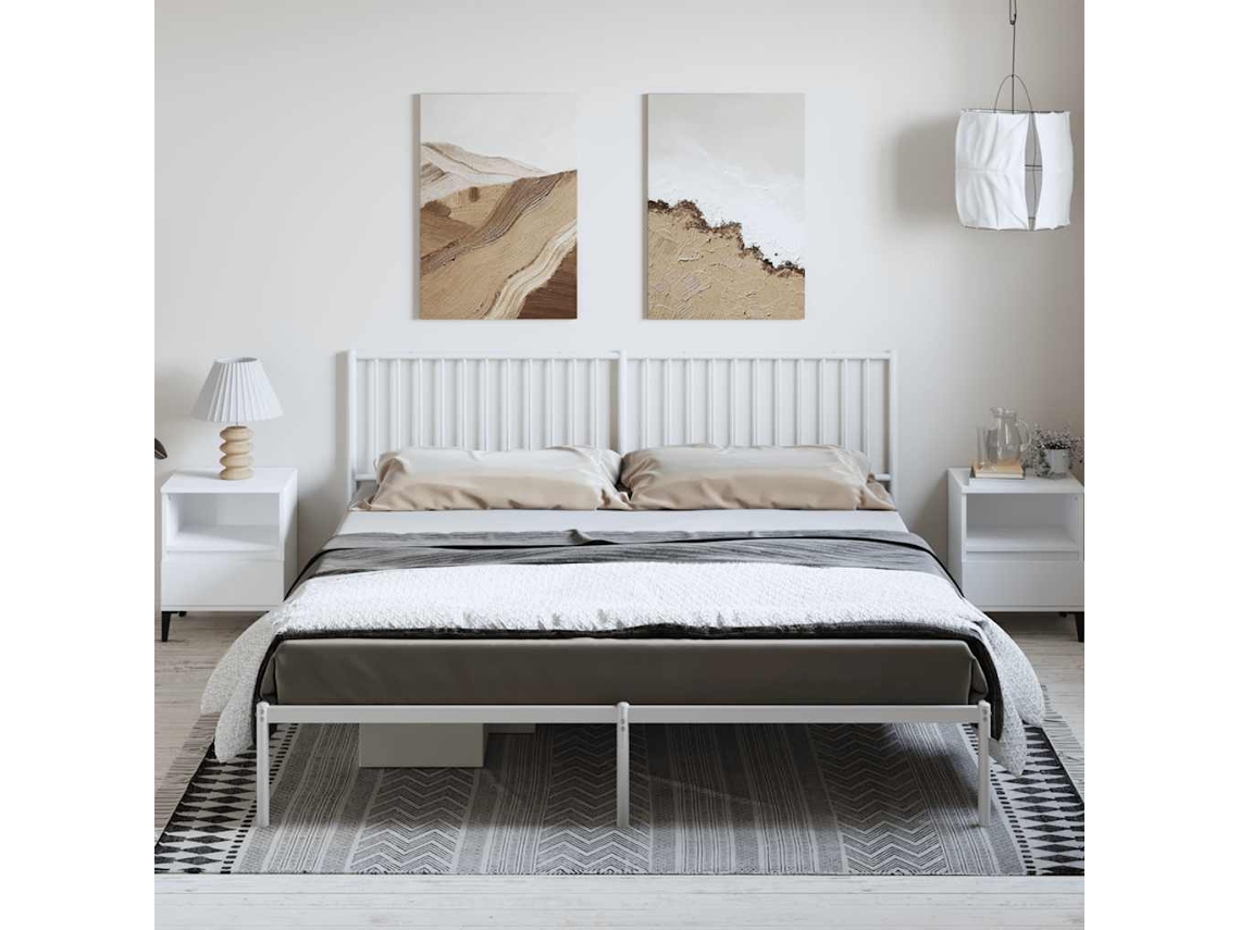 Vidaxl Estrutura De Cama Com Cabeceira 183x213 Cm Metal Branco