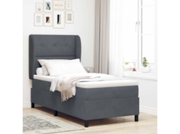 Vidaxl Cama Box Com Cabeceira Manual Cinza Escuro 190 X 90 Cm Veludo