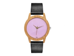 Relógio de pulso unissex com pulseira de malha, estilo simples, mostrador redondo, quartzo, preto, Zhoulianfa
