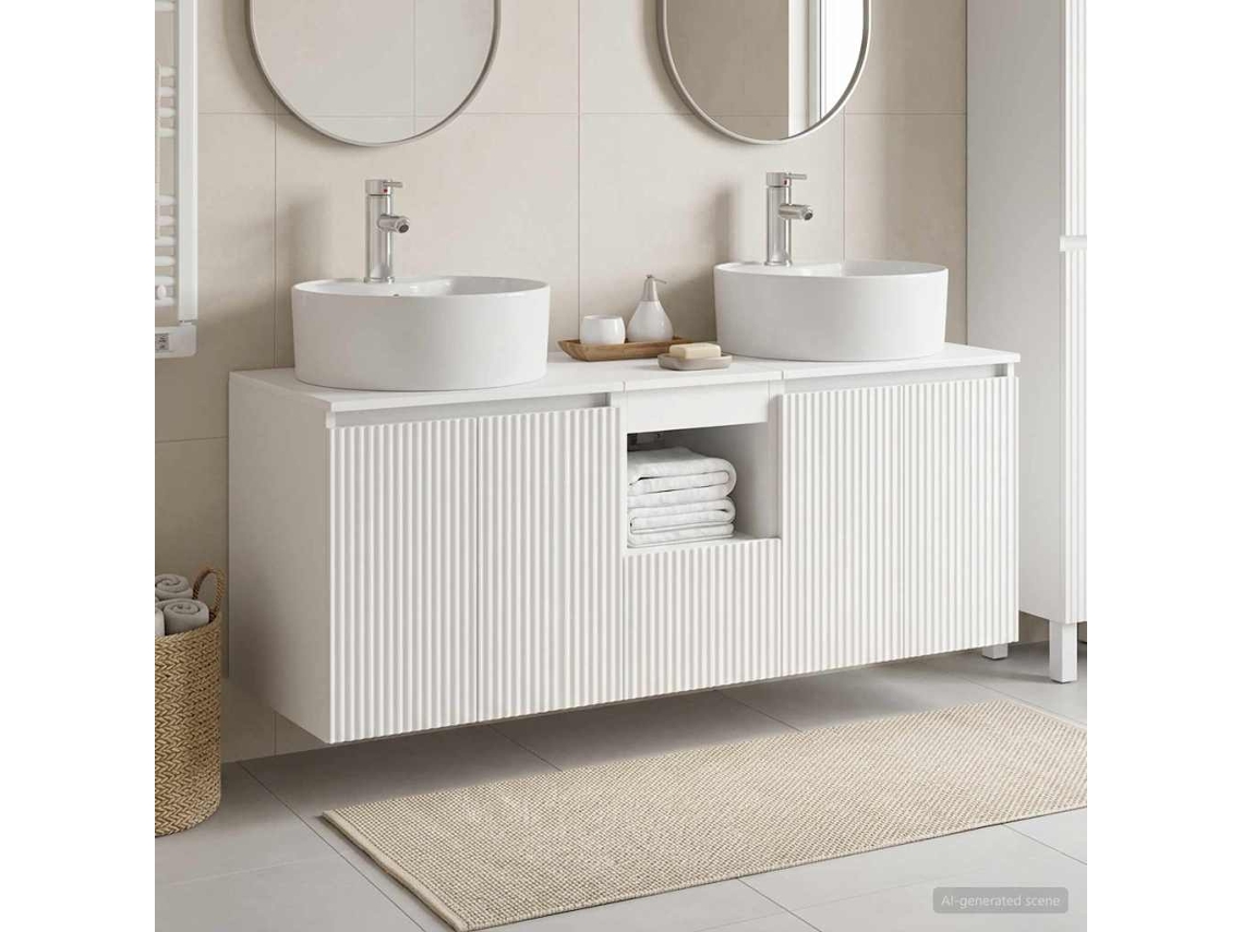 Vidaxl Conjunto De Armários Para Banheiro 3 Unid. Branco