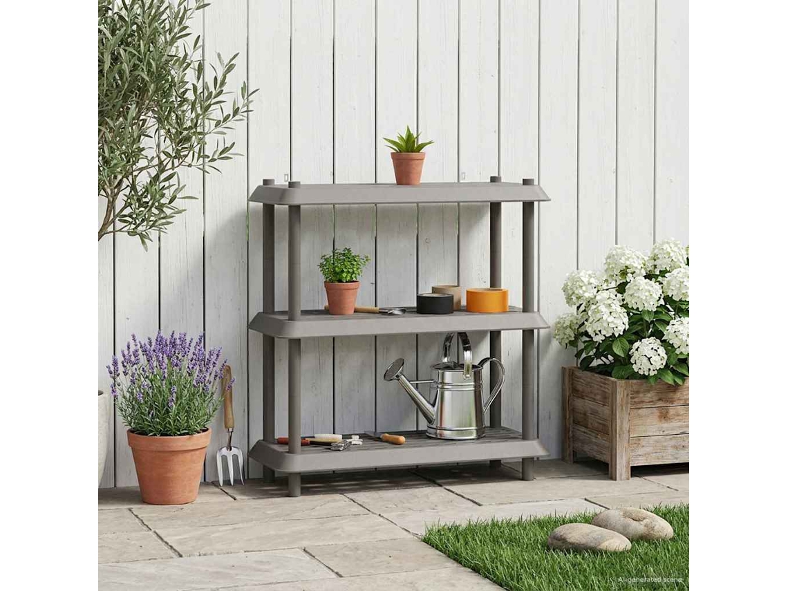Vidaxl Unidade De Estante 3 Níveis 100 X 40 X 96 Cm Pp Cinzento-claro
