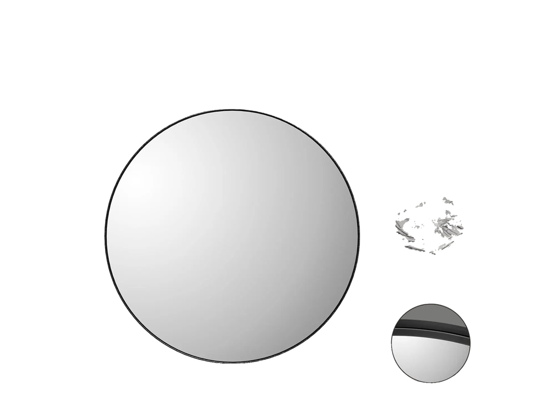 Espelho Redondo Para Banheiro, Moldura De Metal Escovado Preto, Instalaã§ã£o Fã¡cil, Tly Redondo 60cm Oem