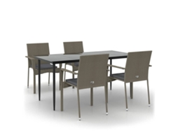 Garden Dining Set, Garden Dining Sets Vidaxl Cinzeto Rattan / Vime (160 Cm Table Length)