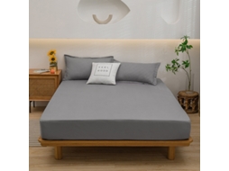 Conjunto Lençóis 4 Peças Lençol De Baixo 203x193*36cm Lençol De Cima259*274cm 2 Fronhas 51x102cm Fibras Sintéticas Cinza Claro Hexinyigjly