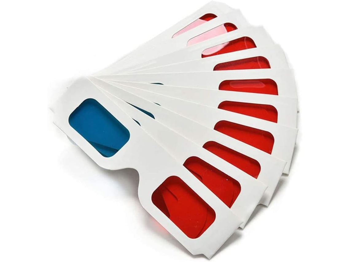 Óculos de Papel 3d, Anagrama Vermelho e Ciano, Moldura de Papelão Branco, 50 Pares ZYBLSSBB