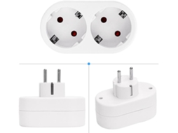 Aigostar Adaptador de Tomadas Europeias com 2 Tomadas, Adaptador de Tomadas Duplo Frontal com Tomada de Terra, 16A, 250V, Branco.