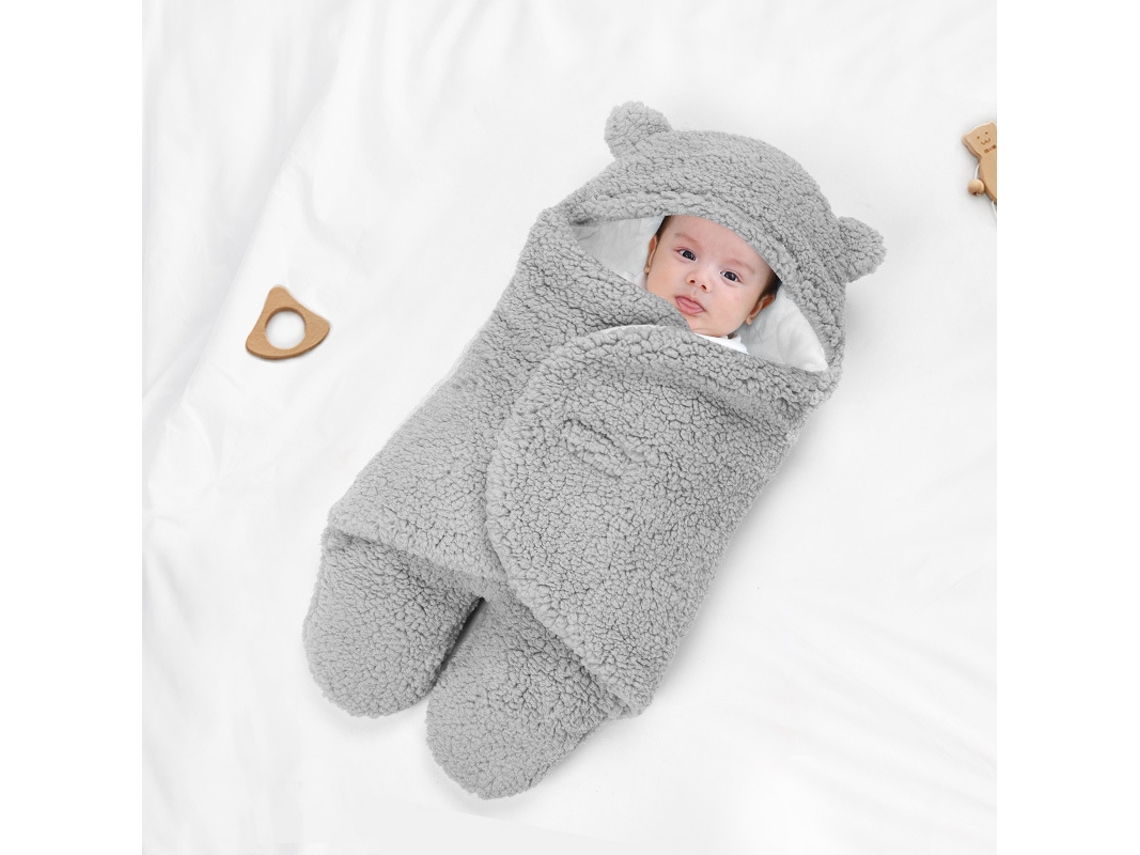 Cueiro Manta Lã Inverno Bebê 6-9 Meses 90x78cm Cinzento Panoona