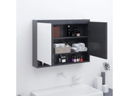 Vidaxl Armário Espelhado Para Casa De Banho 80x15x60 Cm Mdf Cinzento
