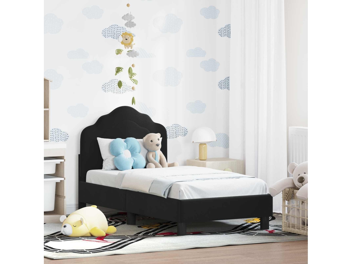 Vidaxl Estrutura De Cama Para Criança Com Cabeceira Preto 70 X 140 Cm