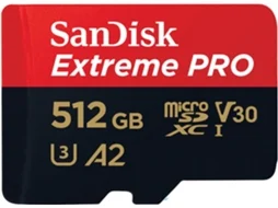 Cartão de Memória Micro SDXC SANDISK Extreme PRO (512 GB - 200 MB/s - Classe 3)