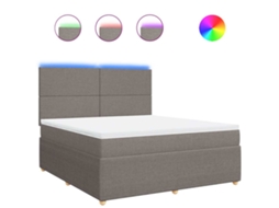 Conjunto 1 Cama Box Spring Vidaxl Marrom-acinzentado Tecido (200 X 180 X 150.5 Cm)