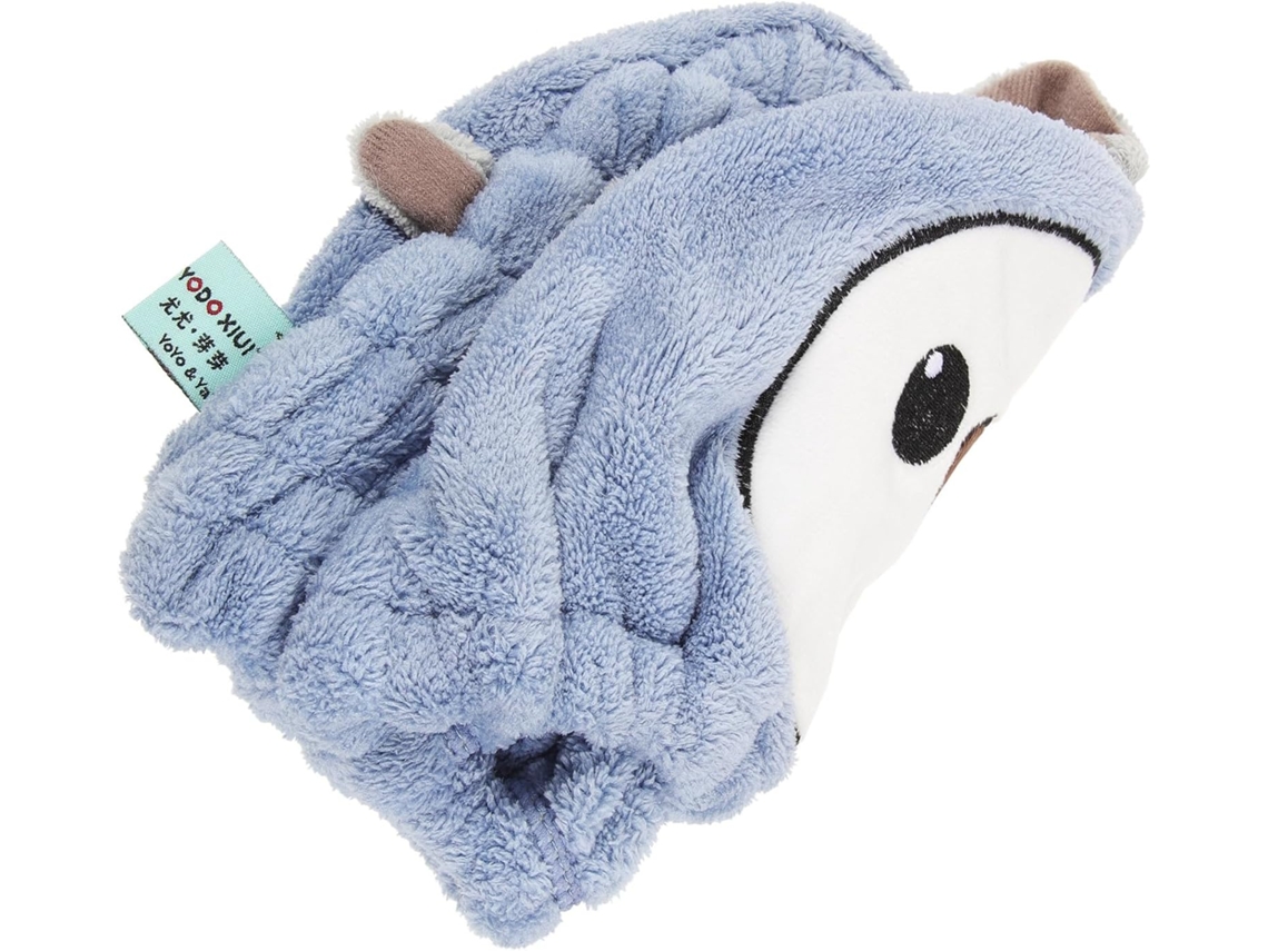 Touca para secar o cabelo em tecido absorvente, com design animado, rápido e suave.