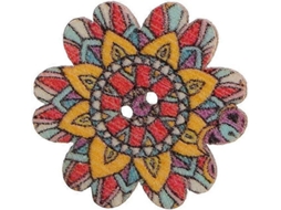 Botões Decorativos Madeira Retro Girassol 15mm 100 Peças