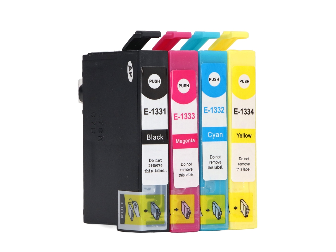 4 Cartuchos de Tinta Preto Ciano Magenta Amarelo anti desbotamento para Stylus T1331 T1332 T1333 T1334 | S/MARCA