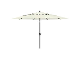 Vidaxl Guarda-sol De Jardim 3 Camadas C/ Poste De Alumínio 3,5 M Areia