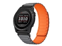 Bracelete para Garmin Silicone Magnético Três Contas Conector Cinza, Laranja e Preto XIAOMOYU (26mm)