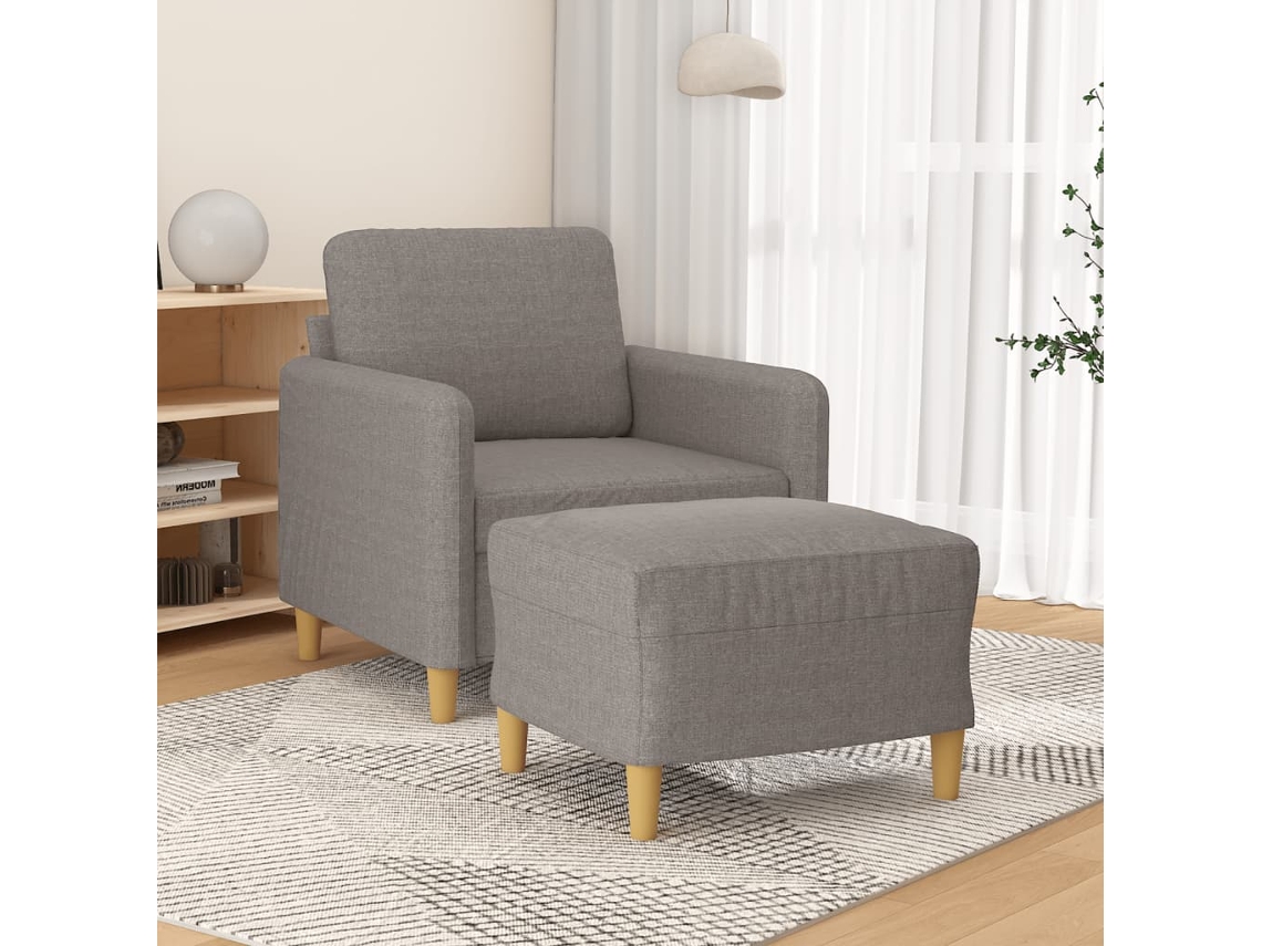 Vidaxl Poltrona Com Apoio De Pés 60 Cm Tecido Cinza-acastanhado