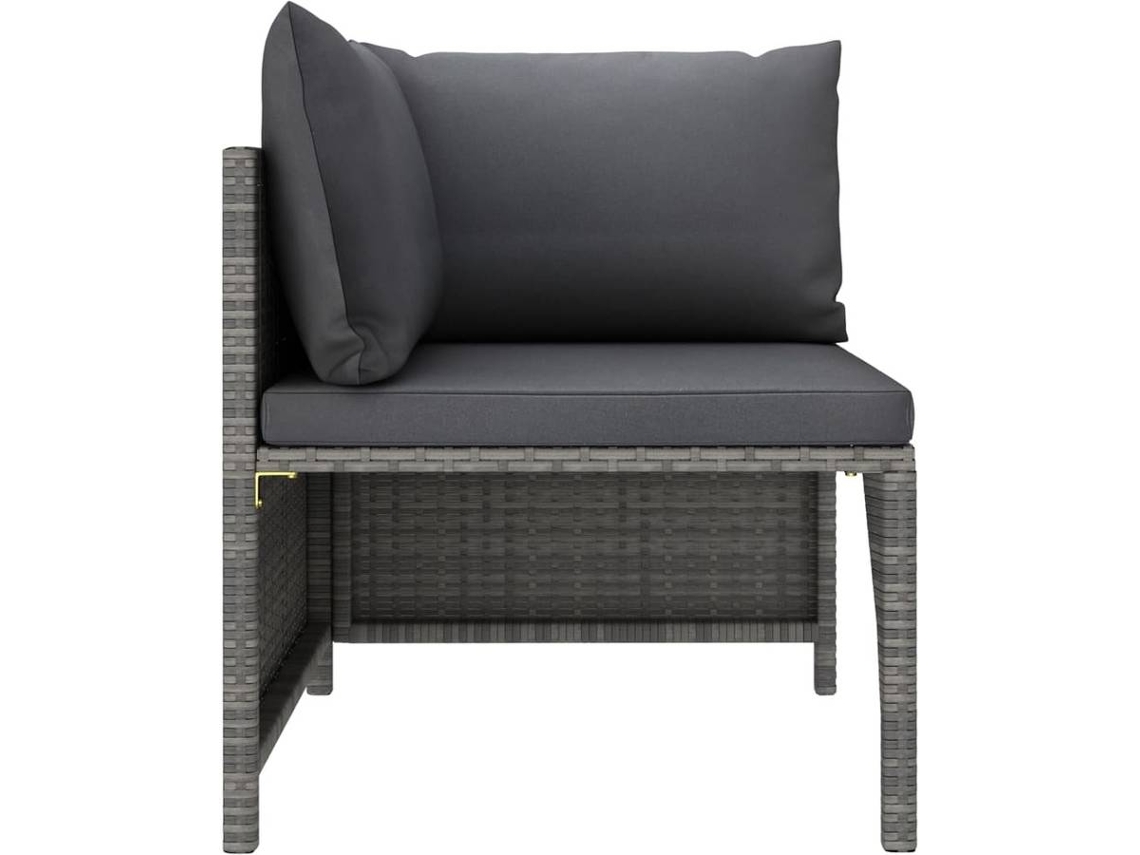 vidaXL 4 pcs conjunto sofás de jardim c/ almofadões vime PE cinzento